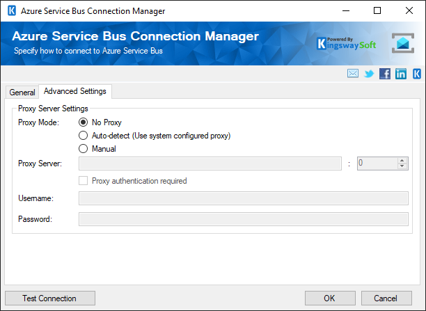 Azure Service Bus Connection Manager - Advanced Settings